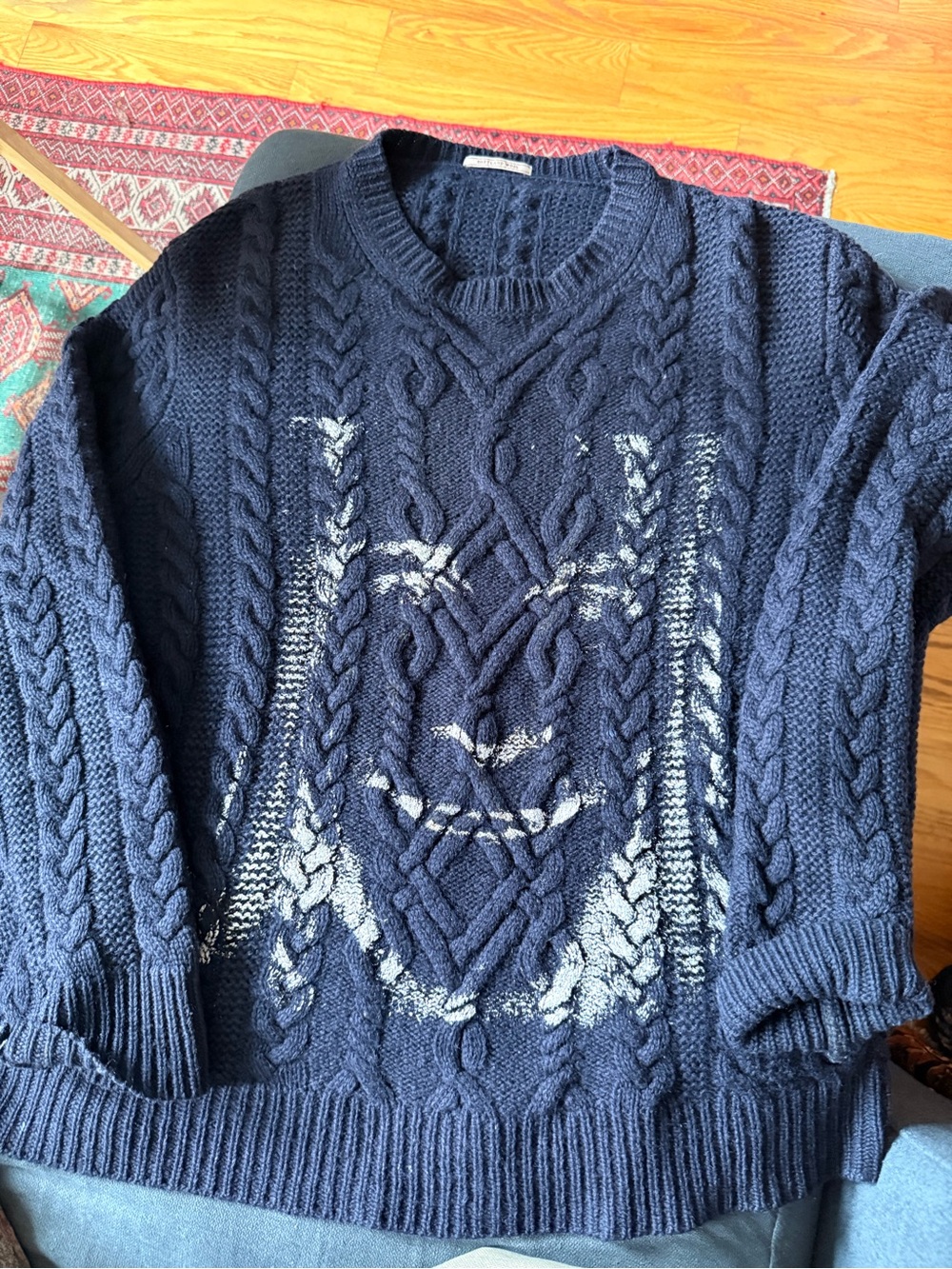 100% Shetland wool sweater with handpainted face detail
